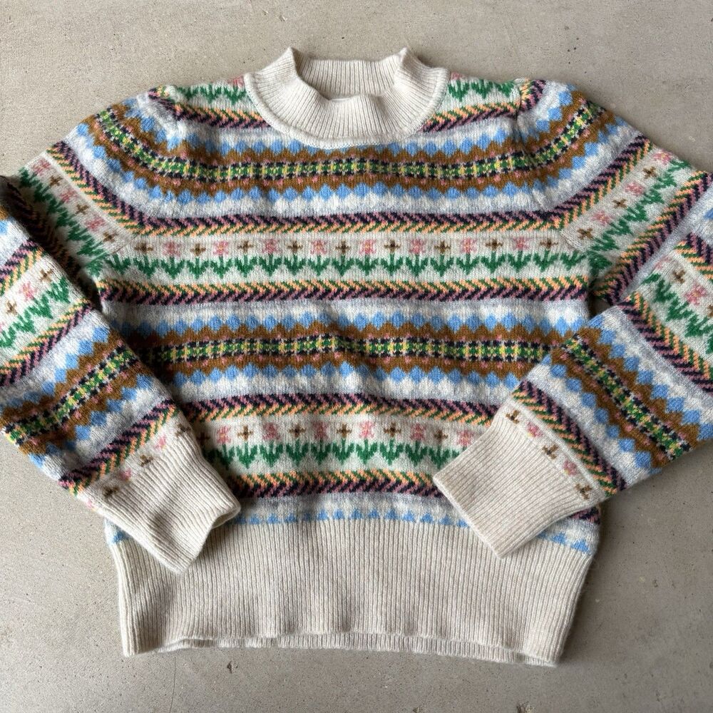 Crewcuts By J.Crew Girls Sweater L (10 - 11) Fair Isle knit Wool Blend